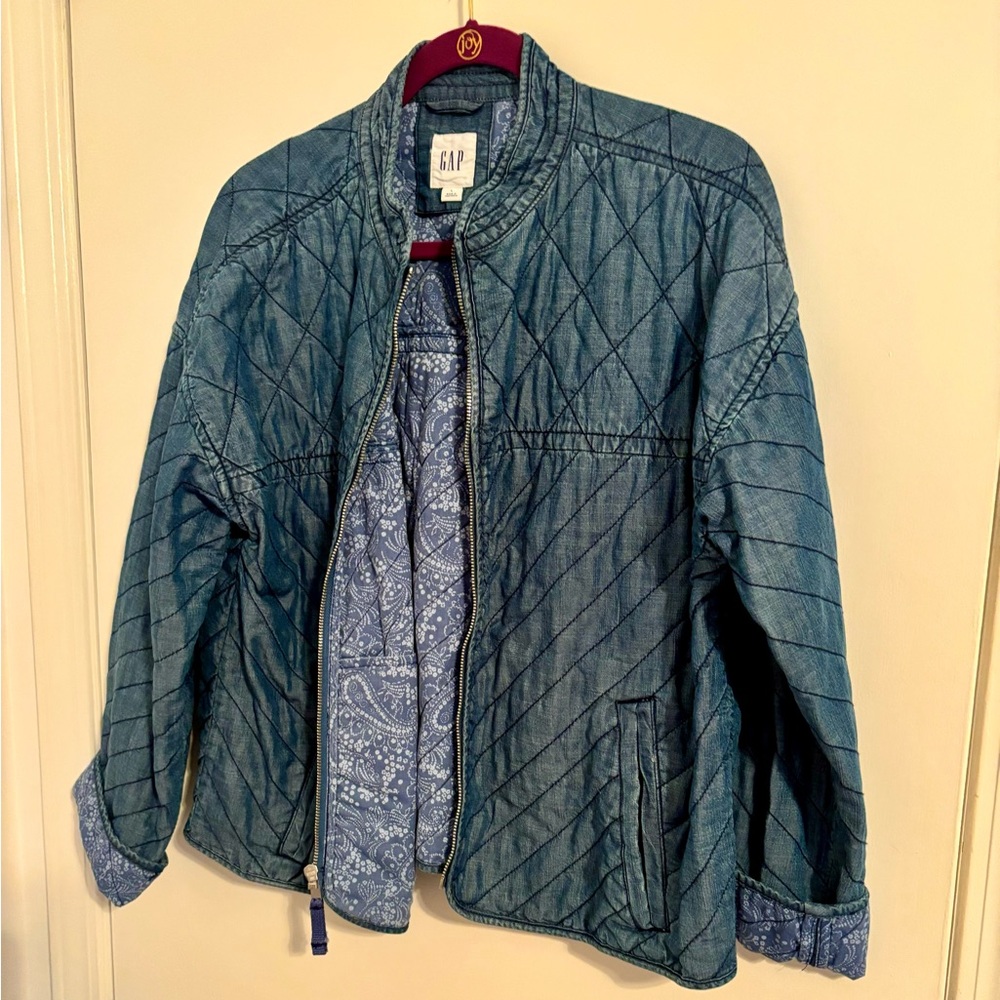 Gap Denim Quilted Jacket Size Large